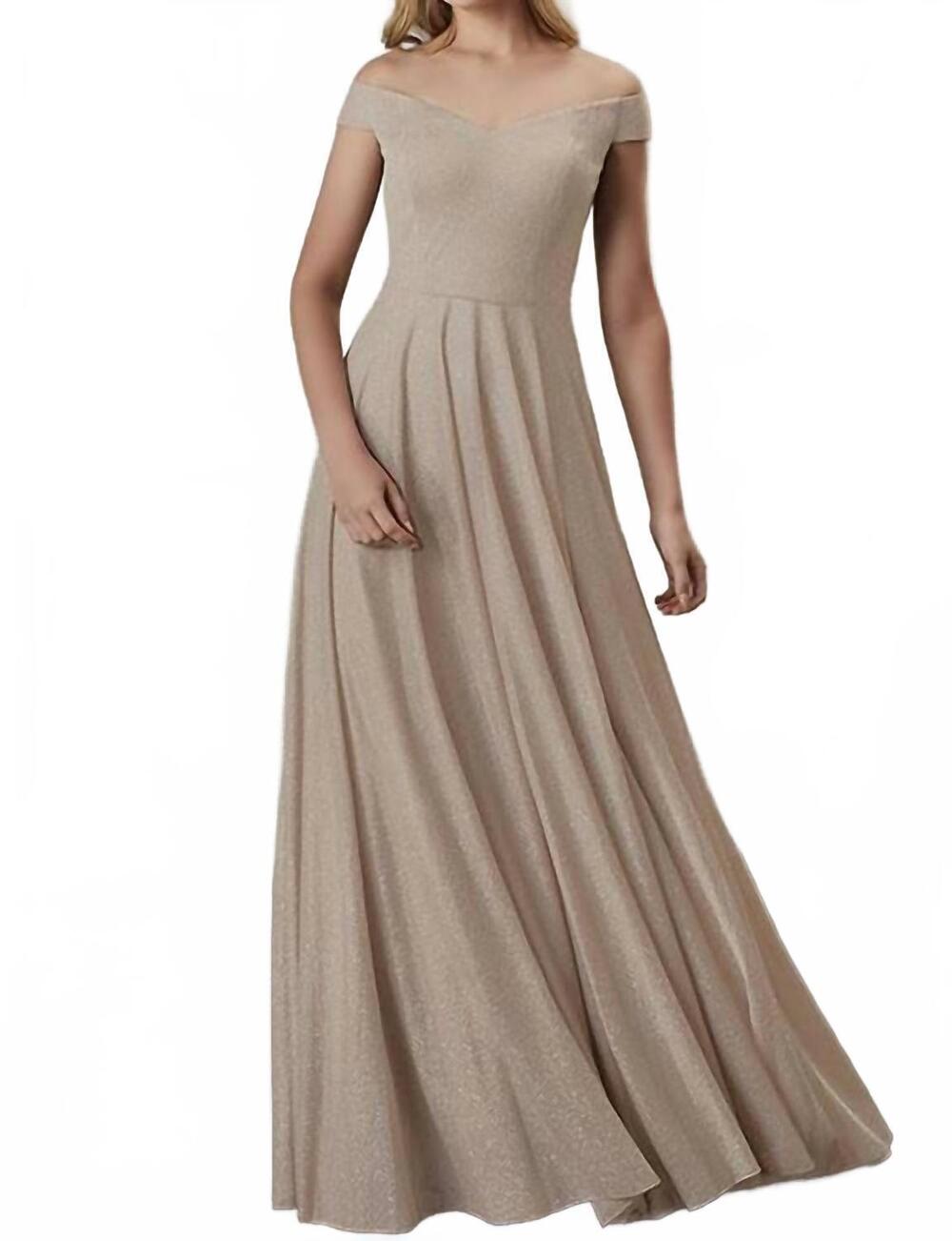 NEW CHRISTINA WU sparkle net gown in beige